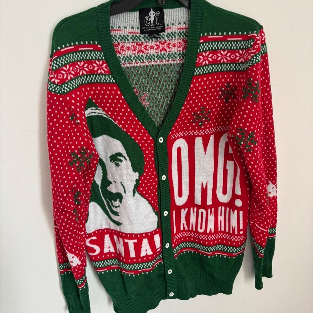 ELF Festive Red and Green Cardigan